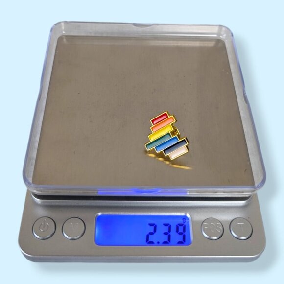 (5/$20) Pixelated Pride Heart Enamel Pin - Picture 3 of 3